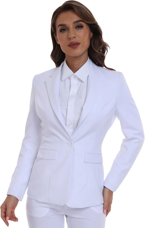 Women's Long Sleeve Blazers Open Front One Button Notch Lapel Business Office Jacket Coats Casual Outfits for Work