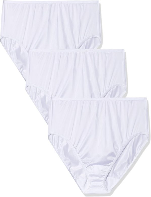 Shadowline Women's Plus-Size Panties-Hi Cut Nylon Brief (3 Pack)