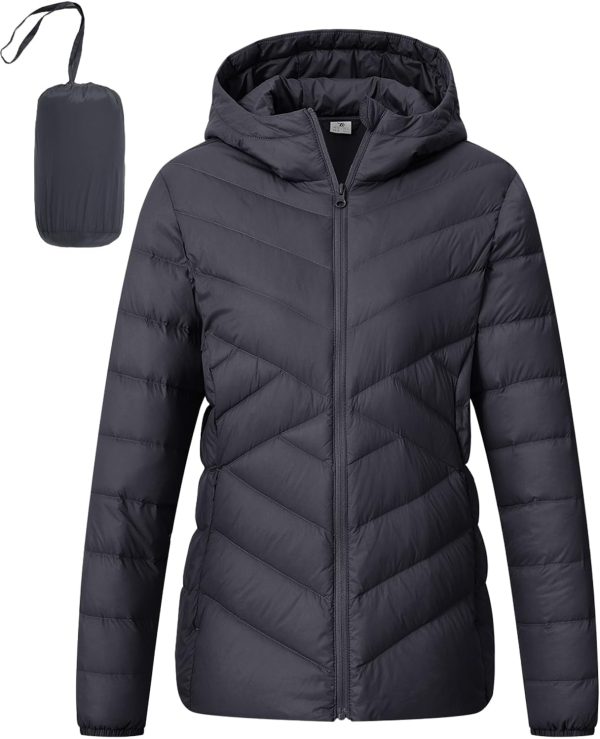 TBMPOY Women's Packable Down Jacket Lightweight Winter Puffer Jacket Hooded Warm Coat Waterproof Quilted Thermal Jackets