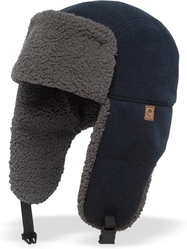 Sunday Afternoons Bluster Bomber, Women's and Men's Winter Trapper Hat with Ear Flaps, Recycled Fabric, Insulative Quilted Design, Packable & UPF 50+, Cold Weather Apparel, Darkest Navy, M/L