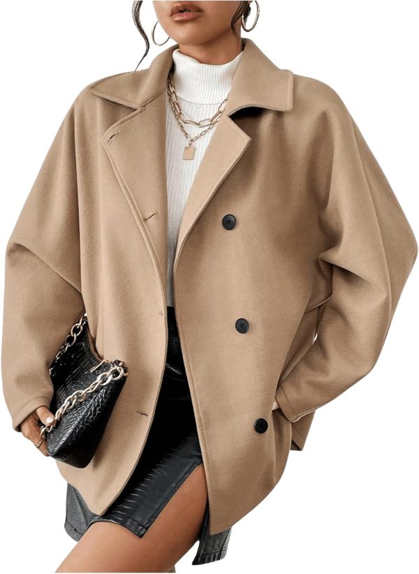 SOLY HUX Women's Trench Coat Long Sleeve Double Breasted Lapel Casual Jackets Winter Outerwear