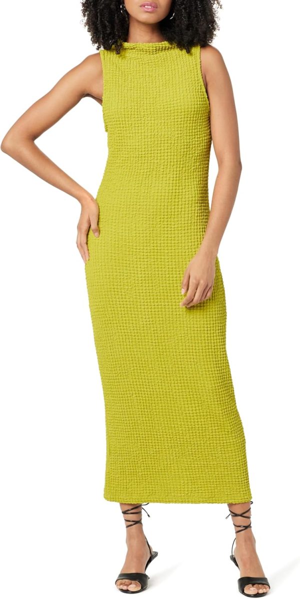 The Drop Women's Lena High Neck Textured Midi Dress