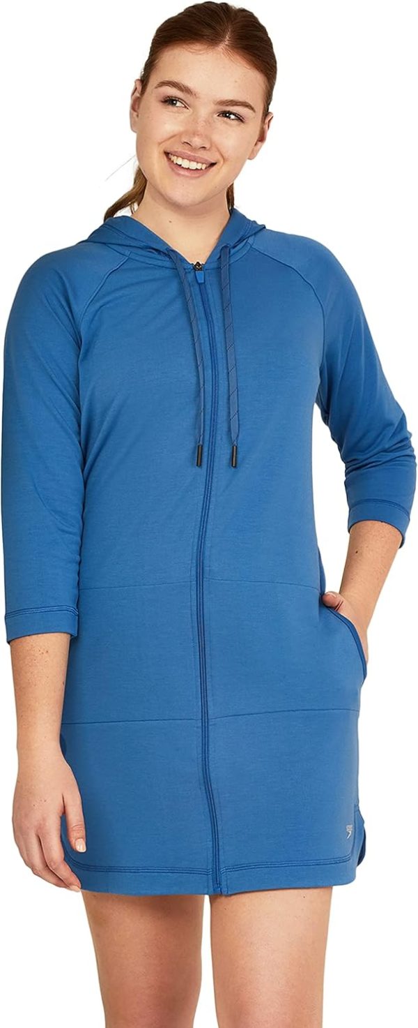 Speedo Women's Hooded Aquatic Fitness Robe and Cover-Up, with Full Front Zip