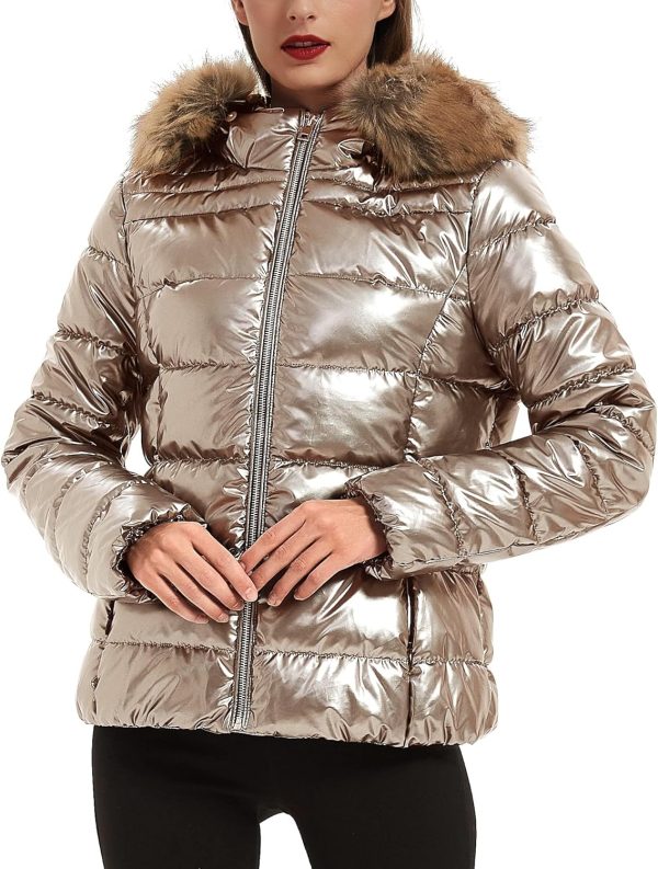 XULIKU Women's Lightweight Puffer Down Jacket Hooded Zipper Padding Winter Short Bubble Coats for Women